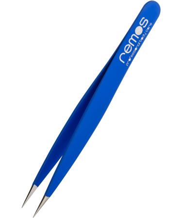 REMOS splinter tweezers - stainless steel INOX rustproof 9.5 cm - fine tip blue Dark blue