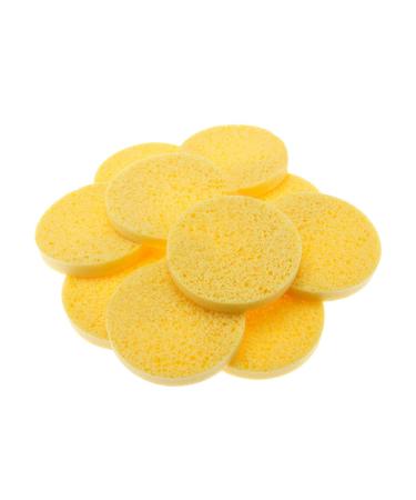 Facial Sponge 12pcs Facial Wooden Sponges Compact Round Beauty Makeup Tool Skin Tone Yellow