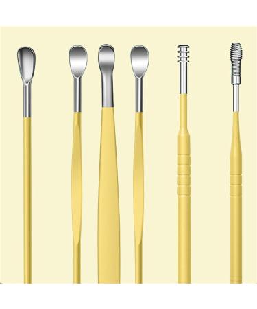 HEIMEABI Spring Earwax Cleaner Tool Set | 6Pcs 360 Spiral Design | Ear Wax Removal Kit with Storage Bag | Self Care Gifts - Yellow One Size - Buy Online on SooperMarket.com