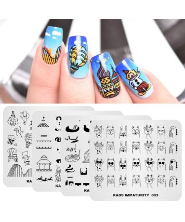 4pcs Nail Art Stamping Plate amusement park circus Animal Image Template Nail Polish Printing Nail Art DIY Decoration Tool 33