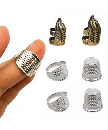 Suxgumoe Sewing Thimble 6 Pieces Metal Sewing Thimble Finger Protector Shield Ring for Quilting Embroidery Needlework Craft