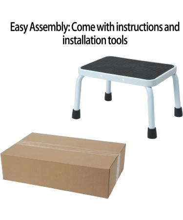 Sattiyrch 9.5 Step Stool - Anti-Skid Rubber Platform, Elderly Friendly, Heavy Duty, Easy Assembly - White/Black - Buy Online on SooperMarket.com