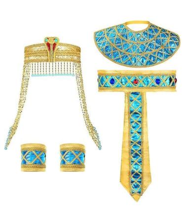 4pcs/Set Women's Egyptian Costume Accessories Egyptian Princess Headband Snake Headpiece Egyptian Belt Wristbands Accessories