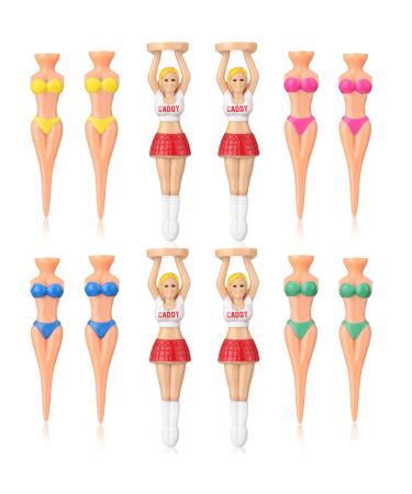 12 Pieces Funny Golf Tees 8 cm/ 3.15 Inch Colorful Bikini Golf Tees Ladies Golf Tees Plastic Golf Tees Girl Funny Golf Accessories for Men Women Golf Training Birthday Presents