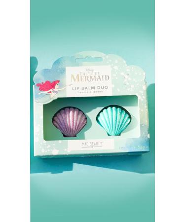 Disney The Little Mermaid Lip Balm Duo 2-Pack - Strawberry & Blueberry Flavors for Soft, Hydrated Lips | Cute Shell-Shaped Pots | Moisturizing Gift Set - Buy Online on SooperMarket.com