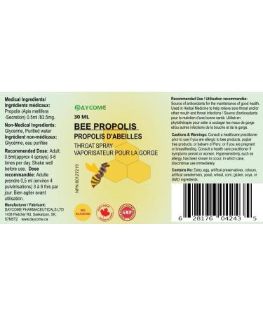 Bee Propolis Throat Spray Alcohol Free 30ml Soothing Immune Support From Prairies saskatchewan. pack of 1 - Buy Online on SooperMarket.com