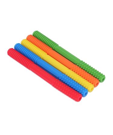 Baby Teething Tube Toys - 5 Pack Silicone Chewing Straws for Toddlers & Infants - Bite Resistant 5 Colors - Buy Online on SooperMarket.com