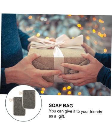 PLAFOPE 2pcs Black Linen Soap Bag Soap Mesh Pouch Bar Soap Pouch Drawstring Soap Bag Soap Mesh Holder Flax - Buy Online on SooperMarket.com