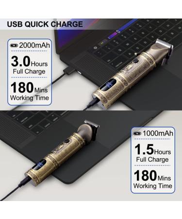 Hatteker Professional Hair Clipper & T-Blade Trimmer Set for Men - Cordless Rechargeable Grooming Kit with LED Display (Gold) | Best International Shipping - Buy Online on SooperMarket.com