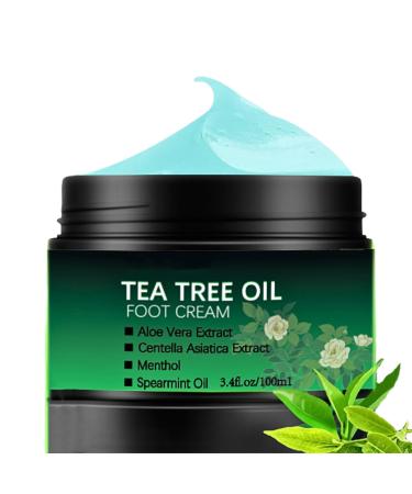 Tea Tree Oil Foot Cream for Cracked Heels and Dry Skin Cracked Heel Repair Cream for Feet and Hand Callus Remover for Hard Skin Tea Tree Cream Moisturizes Softens Foot Care