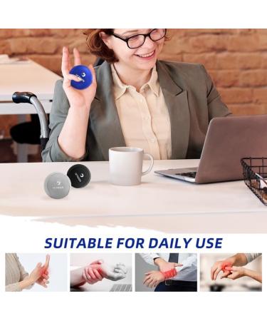 Letreen 3 Set Stress Balls for Adults - Gel Anti-Stress Balls in Various Strengths & Sizes | Perfect for Concentration & Relaxation - Black Sapphire Blue Gray - Buy Online on SooperMarket.com