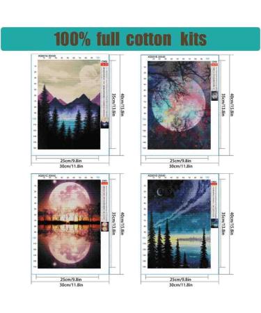 KYOQFVN Cross Stitch Kits - Moon & Mountain 4 Pack for Beginners - Embroidery Arts and Crafts - Buy Online on SooperMarket.com
