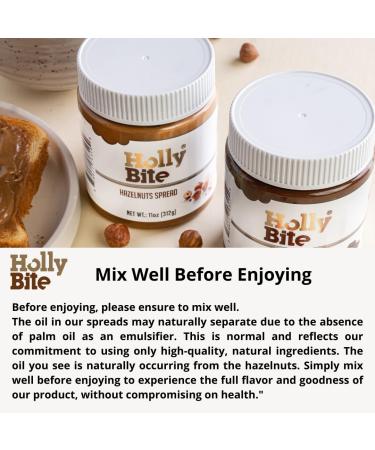 HollyBite Hazelnut Cocoa Spread | Vegan No Sugar Keto-Friendly | Gluten-Free High Protein High Fiber | 11oz | Healthy Ingredients | Made in USA - Buy Online on SooperMarket.com