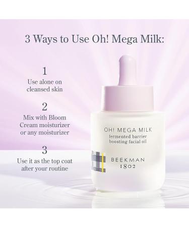 Beekman 1802 Oh! Mega Milk Facial Oil - Niacinamide & Vitamin C - Hydrating & Barrier Boosting - Fragrance Free - Cruelty Free - 0.5 Fl Oz - Buy Online on SooperMarket.com