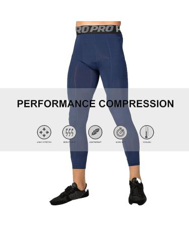 3 Pack Men's 3/4 Compression Pants with Pockets - Cool Dry Athletic Leggings for Sports, Yoga, Gym - Black (Medium) - Buy Online on SooperMarket.com
