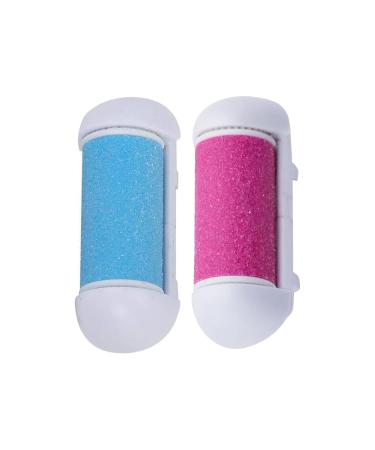 HIXNUG 2 Pieces Foot File Roller Heads Blue Pink Replacement Roller Refill Heads Hard Skin Remover Pedicure Rasp Foot Tools Electronic Callus Remover Accessories