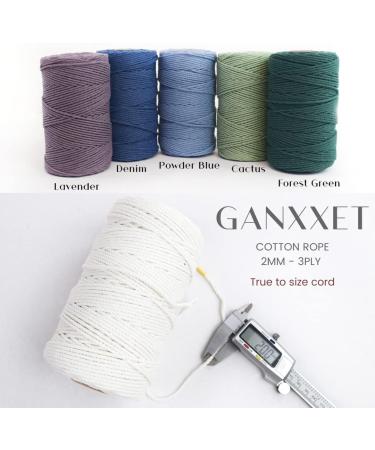 GANXXET Bay Leaf Color Macrame Cotton Cord 2mm 3 ply Recycled | 480 Feet / 160 Yards | DIY Macrame and Crafts Cord for Wall Hangings, Plant Hangers, Coasters - Buy Online on SooperMarket.com