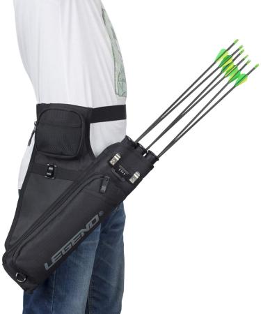 Legend First Archery Quiver - Adjustable Belt, 3 Arrow Tubes, Durable Nylon, T-Slot, Storage Pockets - Black - Buy Online on SooperMarket.com