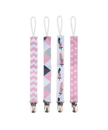 4-Pack Baby Pacifier Clip - Cotton Ribbon Holders for Infants | International Shipping Available - Buy Online on SooperMarket.com