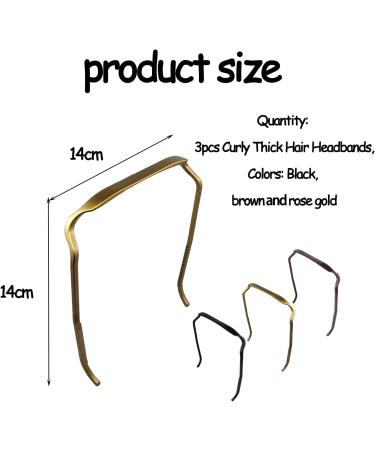3 Pieces Headbands for Thick Curly Hair Non-slip Invisible Headband Sunglass Design Headwear Accessory Unisex Hair Fixing Tool (Black Brown Rose Gold) - Buy Online on SooperMarket.com