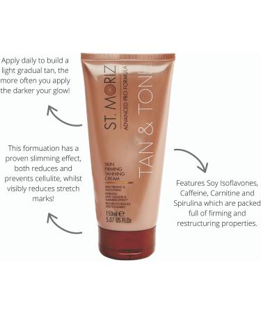 St Moriz Advanced Tan & Tone Skin Firming Tanning Cream Fake Tan with Anti-cellulite Effect Light (150ml) - Buy Online on SooperMarket.com
