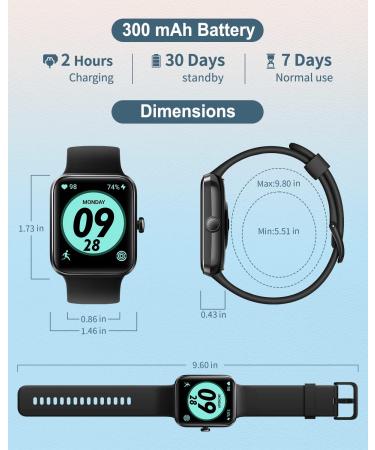 24/7 Heart Rate Blood Oxygen Sleep Tracker Smart Watch Fitness Tracker | Waterproof Touchscreen Smartwatch for Men Women - Black - Buy Online on SooperMarket.com