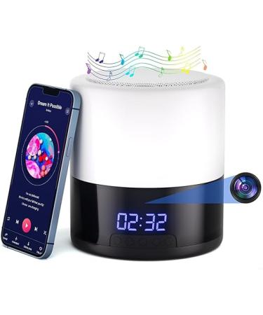 Spy Camera Hidden Camera Bluetooth Speaker, Hidden Spy Camera with Video, 1080P Nanny Cam Hidden Camera with 180Â°Rotating Lens, WiFi Hidden Camera Clock Night Light with Night Vision, Motion Detection