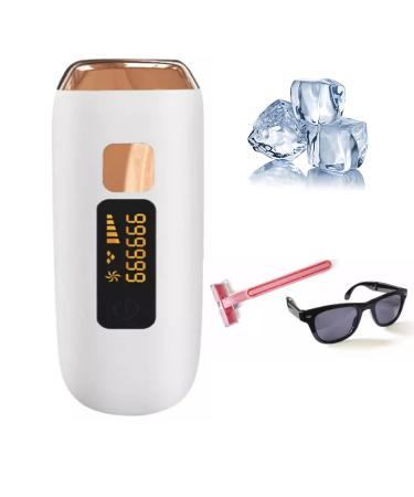 Laser Hair Removal for Women Permanent Painless at-Home IPL Hair Removal Device Upgraded to 999 999 Flashes 5 Level Energy Adjustable & 2 Modes for Beautify Skin Face Body Bikini (Gold+White)