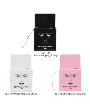ATOMUS Eyebrow Mapping String 3 Pack - Pre-Inked 10m - Microblading String in Black, White, Pink - Brow Marking Tool for Perfect Eyebrow Makeup - Buy Online on SooperMarket.com