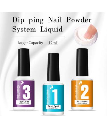 Dip Powder Liquid Set With Base Coat/Top Coat Dipping Powder System Essential Kit For French Nail Art Manicure Polish Set  - Buy Online on SooperMarket.com