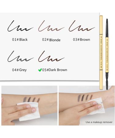 Dual-Sided Eyebrow Pencil - Fine Tip Rapid Brow Precise Pen - Sweatproof with Brow Combs (Dark Brown 2 Pcs) - Buy Online on SooperMarket.com