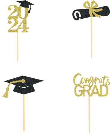 24Pcs Graduation Cupcake Toppers Graduation Cupcake Picks for Cupcake Food Decorations - Class of 2024 Graduation Cupcake Toppers Supplies (Gold) - Buy Online on SooperMarket.com