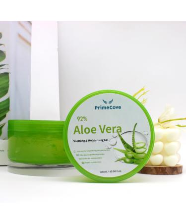PrimeCove - 92% Aloe Vera Gel (300ml) | Soothing & Cooling | For Hair Face & Body | Fast-Absorbing Moisturiser | Skin-Firming & Protective | All Skin Types - Buy Online on SooperMarket.com