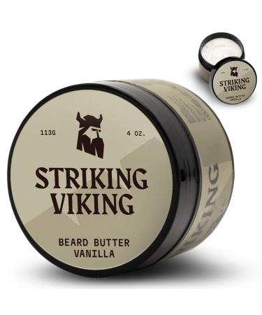 Striking Viking Beard Butter - Non -fat beard butter for men with natural ingredients 4Oz - keep your beard hydrated & refreshing with beard cream (vanilla)