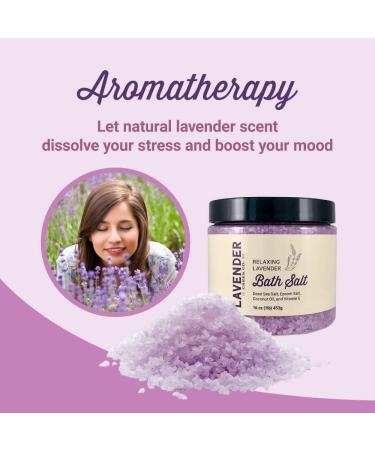 Relaxing Lavender Bath Salt with Epsom & Dead Sea Minerals - Soothing Foot Soak for Women | Muscle Relief & Luxury Bath Products - 1 lb - Buy Online on SooperMarket.com