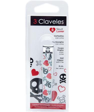 3 Claveles - Pedicuro Nail Clippers with File Nail Clippers Toenail Clipper Decorated Skull Lovers Collection Carbon Steel 8cm - Buy Online on SooperMarket.com