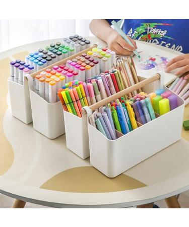 Vidifor Large Plastic Portable Caddy with Adjustable Dividers - Storage Organizer for Art Supplies, Crafts, Colored Pencils, Makeup Desk - Buy Online on SooperMarket.com