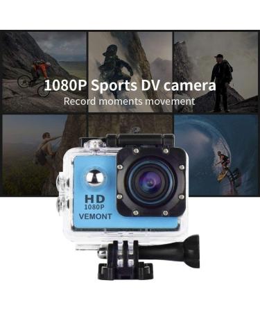Vemont 1080P 12MP Action Camera - Full HD Sports Cam 30m Waterproof with Mounting Kit - Blue - Buy Online on SooperMarket.com