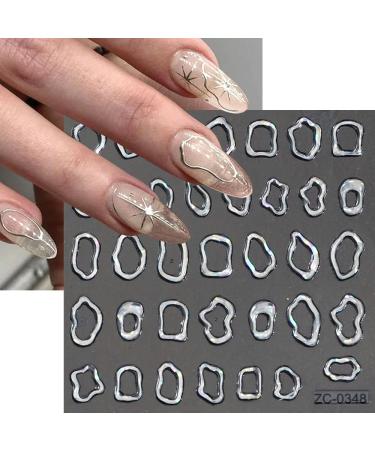 Dornail 6 Sheets 5D Crystal Nail Stickers | Irregular Geometric Frames & Heart Designs | Self-Adhesive Nail Art Accessories for Women - Buy Online on SooperMarket.com