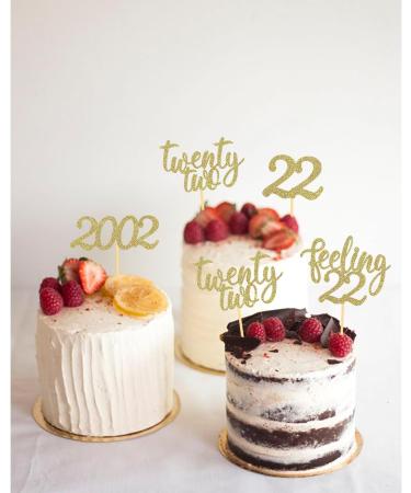24pcs Feeling 22 Cupcake Toppers Twenty Two Birthday Cake Decorations Cheer to 22 Years Old Theme Party Decoration Supplies (Gold) - Buy Online on SooperMarket.com