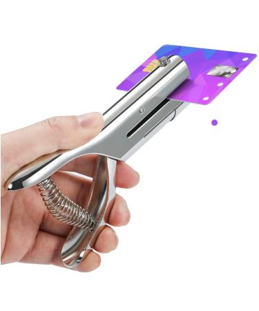 Hole Punch 2 Reach 1/4 inch Single Hole Punch Heavy Duty Hole Puncher Single Paper Punch Portable Hand Held Long Hole Punch for Paper Cards Plastic Cardboard (Silver) (1/4-6mm Hole)
