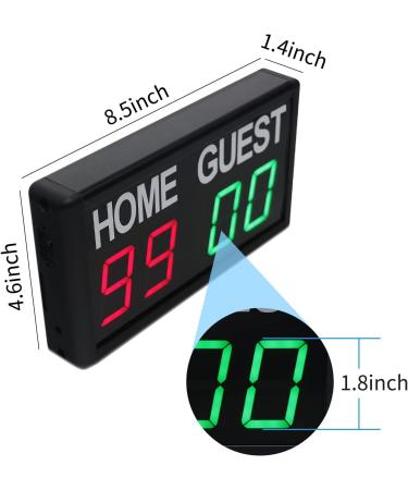 GAN XIN Portable Electronic Scoreboard with Remote | 1-99 Digital Score Keeper for Volleyball, Basketball, Football, and More - 1.8inch Red+Green - Buy Online on SooperMarket.com