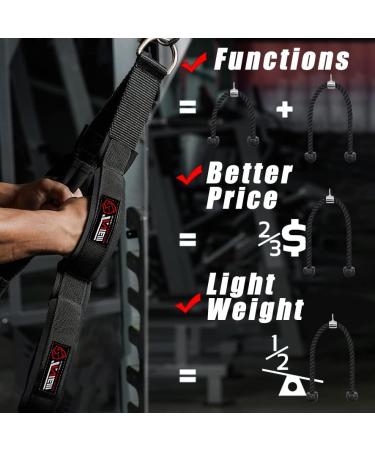 Tricep Rope Cable Attachment for Greater Range Of Motion - Dual Length Design - Buy Online on SooperMarket.com