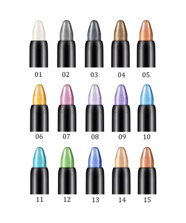 15 Colors Waterproof Eyeshadow Stick Set - Long Lasting Shimmer & Glitter Eye Shadow Pencil by Petansy - Buy Online on SooperMarket.com
