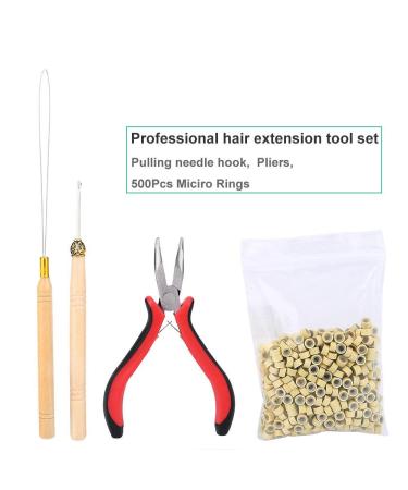 Filfeel Hair Extension Kit - 500pcs Micro Rings Tongs & Loop Tip - Premium Beige Hair Extensions Accessories for Easy Application - Buy Online on SooperMarket.com