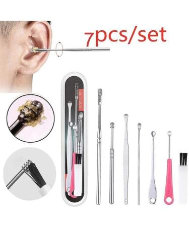 7pcs Earpick Wax Pickers Set - Steel Earwax Remover Tool for Ear Clean Care - C0N4 Ear Curette Spoon - Buy Online on SooperMarket.com
