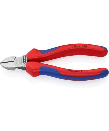 Knipex Diagonal Cutter black atramentized with multi-component grips 140 mm (self-service card/blister) 70 02 140 SB Multi-component Grips Blue/Red 140 mm atramentized on self-service card
