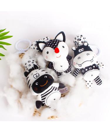 Eikada Baby Rattling Toys - High Contrast Black & White Newborn Plush Toys for Car Seat Baby Bed & Stroller (3 Pack) - Buy Online on SooperMarket.com