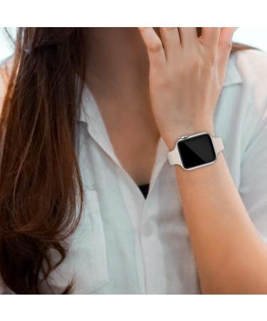 Ultra Thin Silicone Sport Band for Apple Watch 38/40/41mm - #A Starlight | Compatible with iWatch Series 1-8/SE | Slim Replacement Wristband for Men and Women - Buy Online on SooperMarket.com