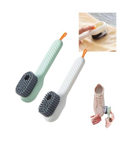 2 in 1 Multifunction Cleaning Brush Liquid Filled Laundry Brush Cleaning Brush with Soap Dispenser for Washing Clothes Shoes Suitable for Home Cleaning (White+Green)
